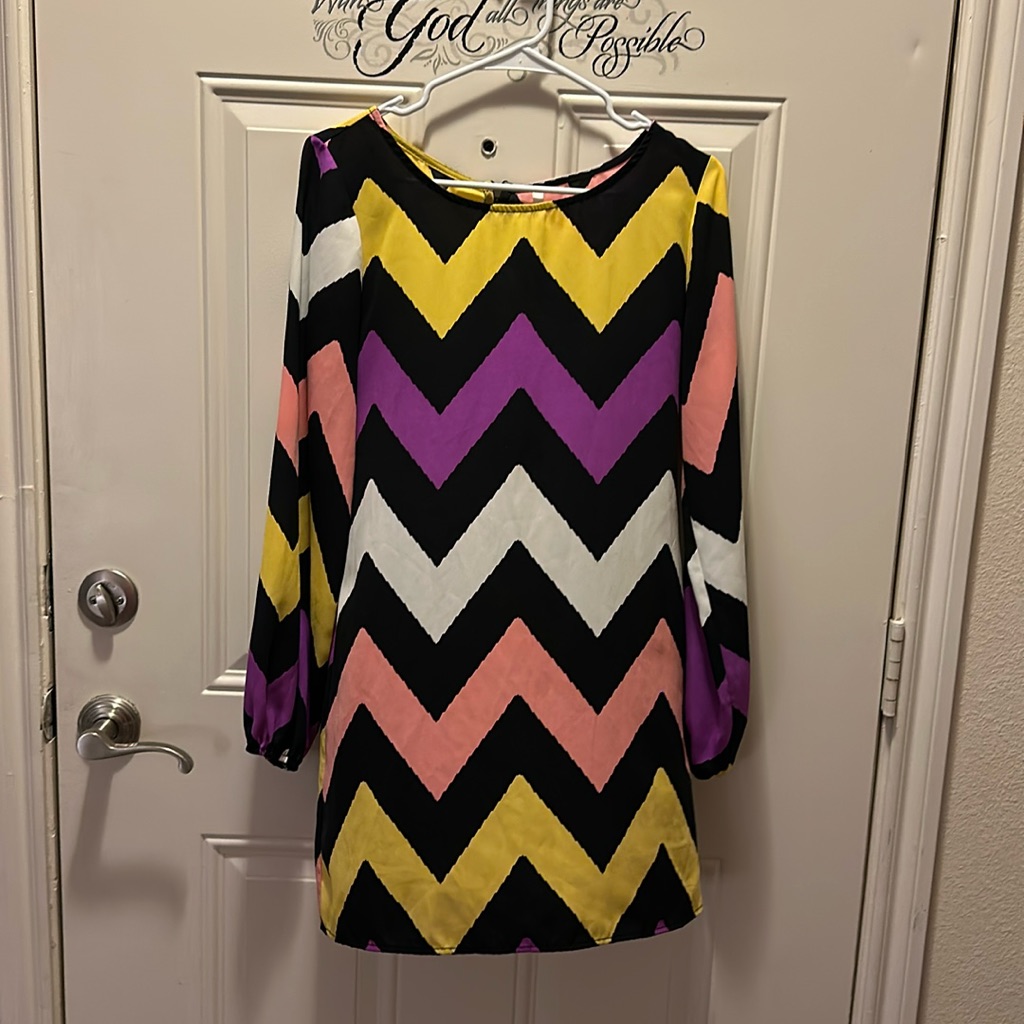 Sage Brand Womens Chevron Multi Color Dress Size S  Aa33